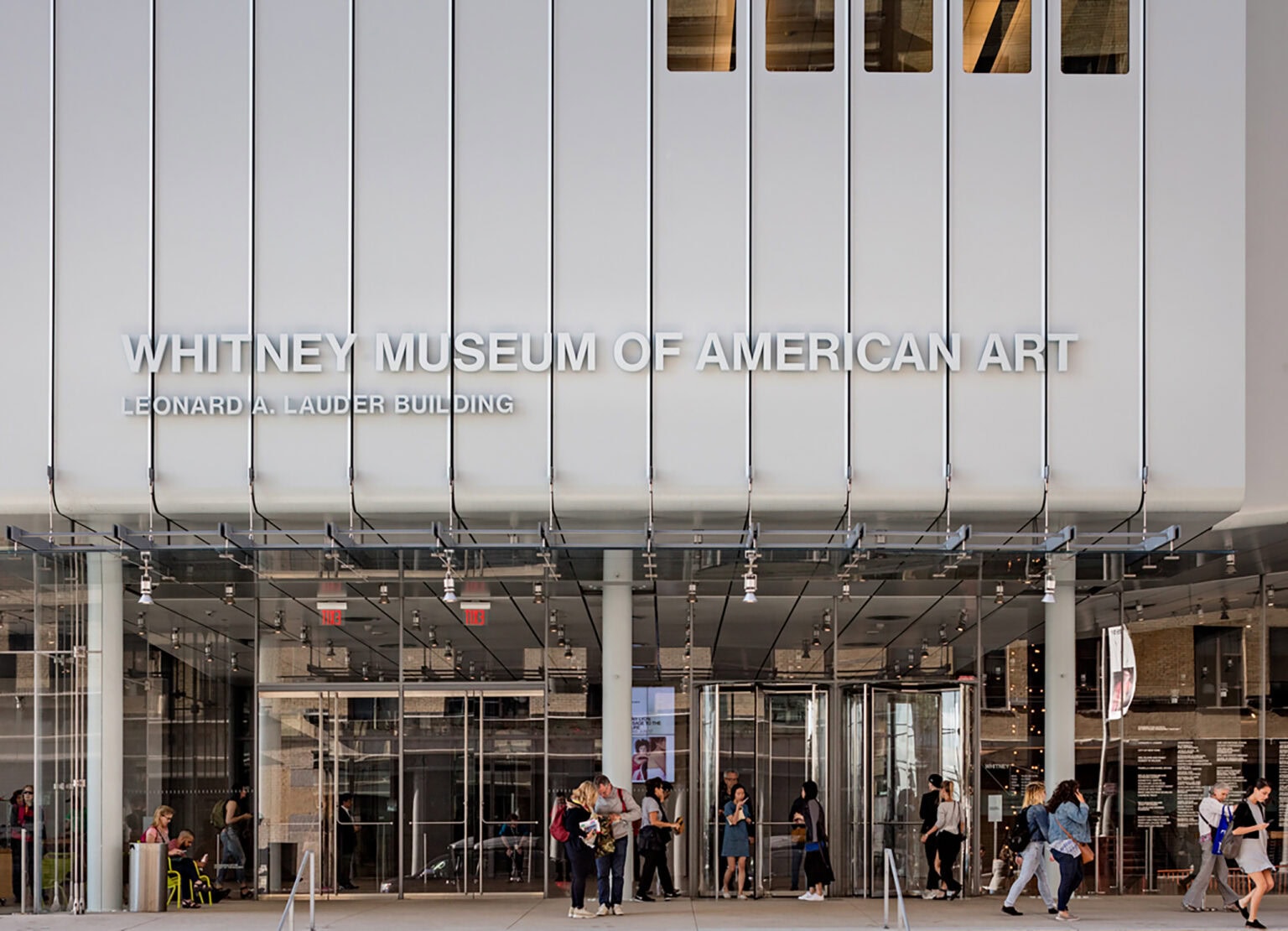 Whitney Museum of American Art, exterior Identification sign, dimensional letters mounted to the building, tone on tone.