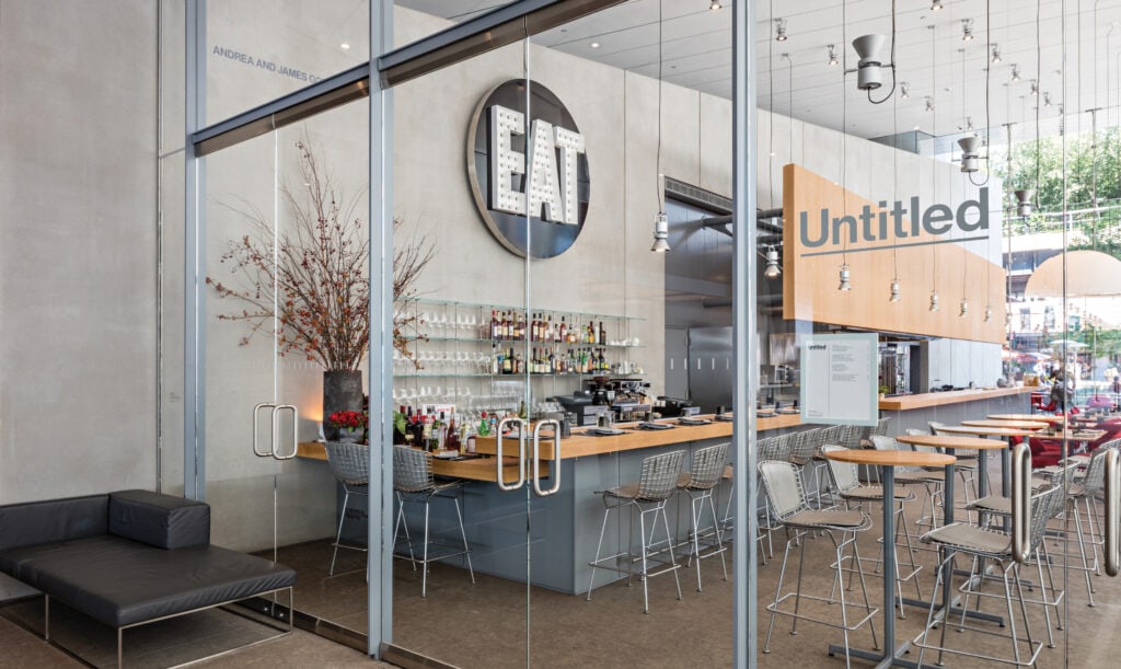 silver vinyl on glass for restaurant name, which is "untitled"